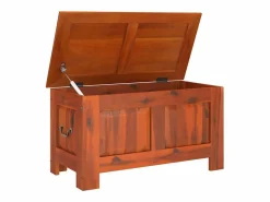 vidaxl Baúl de almacenamiento con tapa madera maciza de acacia marrón Color natural claro Online