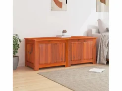 Baúl Y Arcón|Baúl de almacenamiento con tapa madera maciza de acacia marrón ES411412