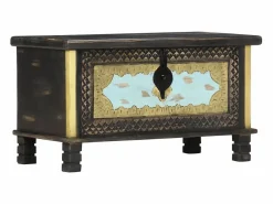 Baúl de almacenamiento madera de mango 80x40x45 cm ES967696^