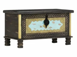 Baúl de almacenamiento madera de mango 80x40x45 cm ES967696^