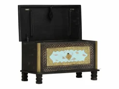 vidaxl Baúl de almacenamiento madera de mango 80x40x45 cm Negro Hot