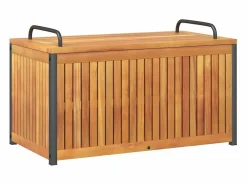 Baúl de cojines de jardín acacia maciza y acero 85x45x45/53 cm^vidaxl Sale