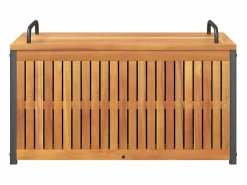 Baúl de cojines de jardín acacia maciza y acero 85x45x45/53 cm^vidaxl Sale