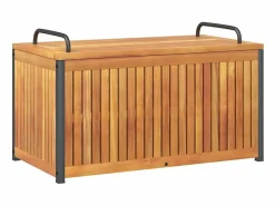 Baúl de cojines de jardín acacia maciza y acero 85x45x45/53 cm^vidaxl Sale
