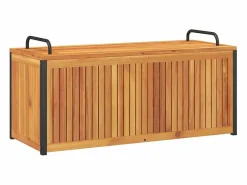 vidaxl Baúl de cojines de jardín acacia maciza y acero 110x45x42/53 cm Color natural claro Sale