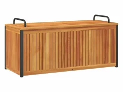 vidaxl Baúl de cojines de jardín acacia maciza y acero 110x45x42/53 cm Color natural claro Sale