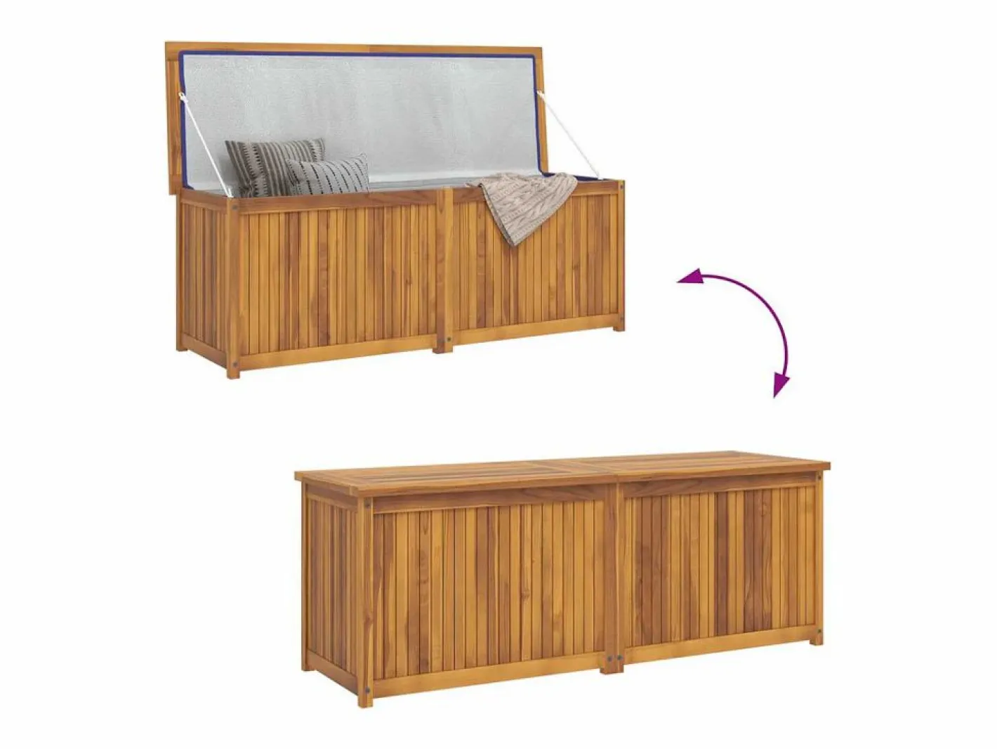 vidaxl Baúl De Jardín|Baúl de jardín madera maciza de teca 150x50x55 cm