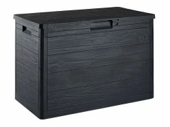 Baúl de jardín TOOMAX WOODY'S 160L en resina reciclada con aspecto de madera antracita, anti-UV, con cerradura, Made in Italy Gris antracita Clearance