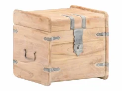 vidaxl Baúl de madera maciza de acacia 40x40x40 cm Color natural claro Best