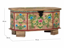 Giner y colomer Baúl fabricado en madera de mango pintado a mano Multicolor New