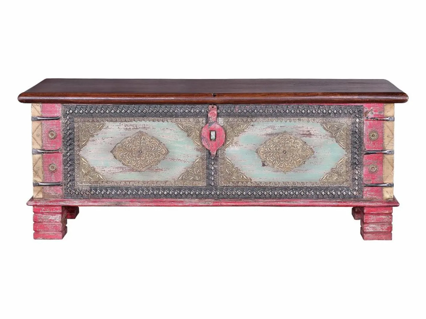 Giner y colomer Baúl Y Arcón|Accesorios De Almacenaje|Baúl madera de mango rojo envejecido y cerezo