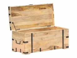 Baúl madera maciza de mango 90x40x40 cm ES568067 Marru00f3n Discount