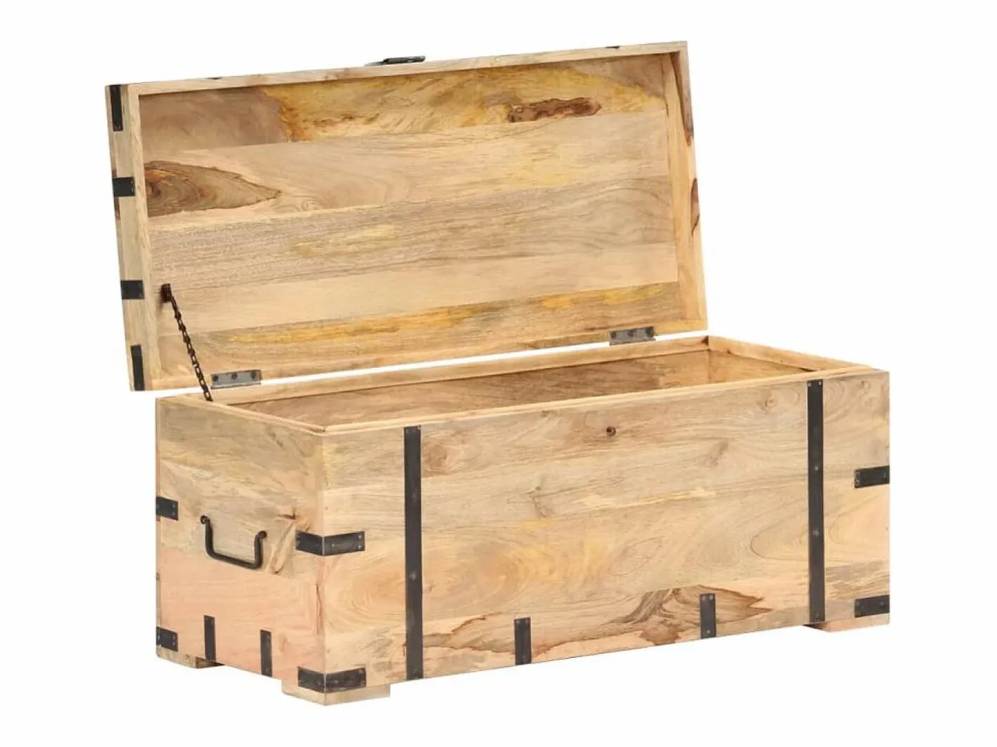 Baúl madera maciza de mango 90x40x40 cm ES568067 Marru00f3n Discount