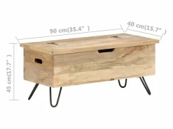 Baúl madera maciza de mango 90x40x45 cm^vidaxl Clearance