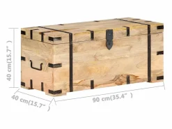 vidaxl Baúl madera maciza de mango 90x40x40 cm Color natural claro Discount
