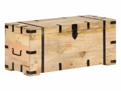 vidaxl Baúl madera maciza de mango 90x40x40 cm Color natural claro Discount