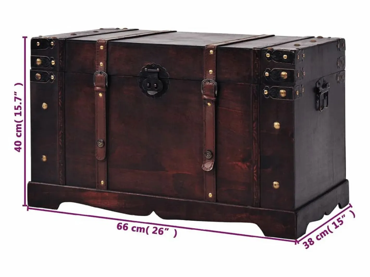 vidaxl Baúl Y Arcón|Accesorios De Almacenaje|Baúl vintage de madera 66x38x40 cm
