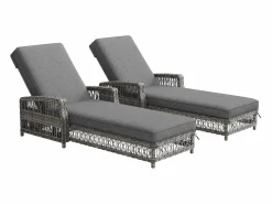 ModernLuxe Balancín Ajustable en 4 Posiciones para Terraza en ratán Resistente a la Intemperie y a la Corrosión, 2 plazas, Gris