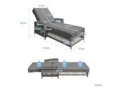 Balancín Ajustable en 4 Posiciones para Terraza en ratán Resistente a la Intemperie y a la Corrosión, 4 plazas,^ModernLuxe Sale