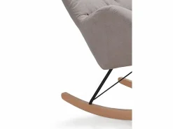 Balancín tapizado en , patas metal y patín madera de haya Beige