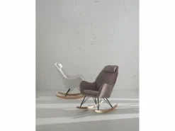 Sillón Balancín|Sillón Escandinavo|Balancín tapizado en chenilla tono marrón
