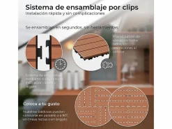 Baldosas de exterior – madera composite WPC, antideslizantes, set de 6 (1.08 m²)^ New