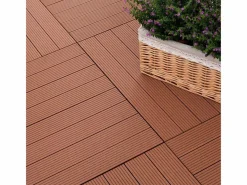 Baldosas de exterior – madera composite WPC, antideslizantes, set de 6 (1.08 m²)^ New