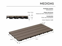 Baldosas de exterior – madera composite WPC, antideslizantes, set de 6 (1.08 m²) – Yoevu^ Online