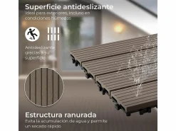 Baldosas de exterior – madera composite WPC, antideslizantes, set de 6 (1.08 m²) – Yoevu^ Online