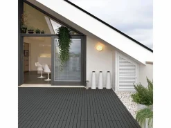 Terraza|Baldosas de exterior – madera composite WPC, antideslizantes, set de 6 (1.08 m²) – Yoevu