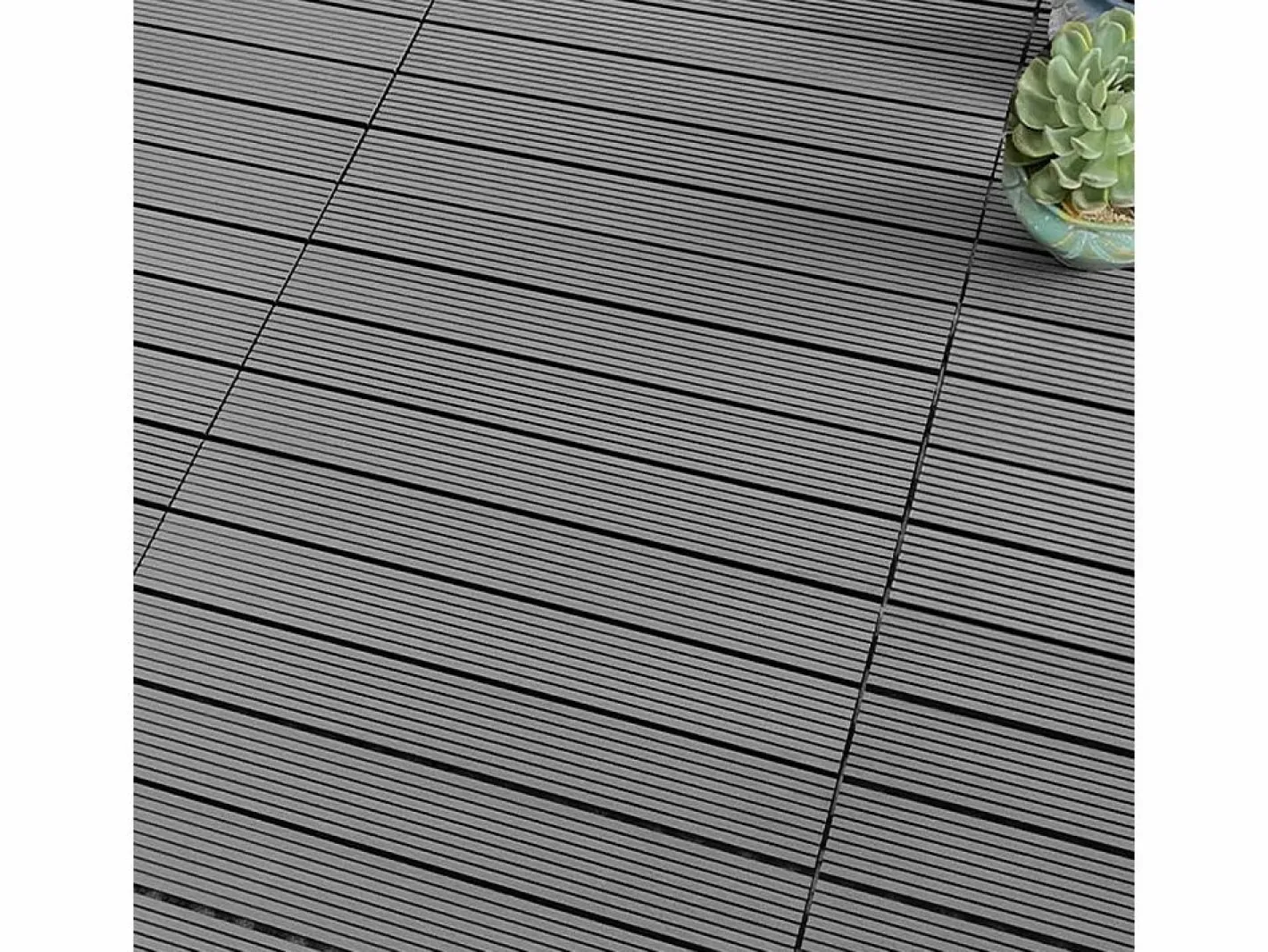 Baldosas de exterior – madera composite WPC, antideslizantes, set de 6 (1.08 m²) – Yoevu Gris Clearance