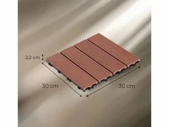 Terraza|Baldosas de exterior – set de 11 piezas (1 m²), composite WPC antideslizante 30x30 cm