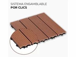 Terraza|Baldosas de exterior – set de 11 piezas (1 m²), composite WPC antideslizante 30x30 cm