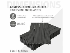 ECD Germany Baldosas de terraza 60x30 cm 1 m² jardín baldosas aspecto Gris Best