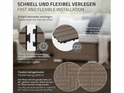 ECD Germany Terraza|Baldosas de terraza 44xWPC 30x30cm marrón oscuro 4m²