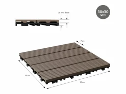 ECD Germany Terraza|Baldosas de terraza 44xWPC 30x30cm marrón oscuro 4m²