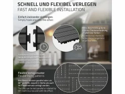 ECD Germany Terraza|Baldosas de WPC para terrazas 60x30 cm - 30 piezas por 5m²