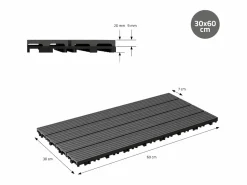 ECD Germany Terraza|Baldosas de WPC para terrazas 60x30 cm - 30 piezas por 5m²