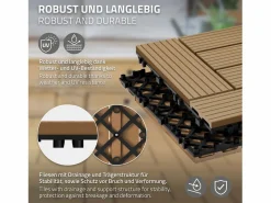 ECD Germany Baldosas de WPC 30x30cm 1m² para jardín piscina patio Marru00f3n New