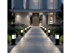 Ledkia Energía Solar|Baliza Solar Exterior LED Superficie Pie 40cm con Detector de Movimiento Kenya 3000K Blanco Cálido