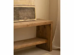 DECOWOOD Banco Y Pie De Cama|Banco Y Pie De Cama|Banco / zapatero de madera maciza de abeto en tono roble oscuro de 145x45cm - TELVA -