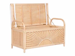 Banco baúl de mimbre trenzado con cojín,An.91 x P. 43 x Al. 51 cm, Natural, SOLEYA^OZAIA Sale