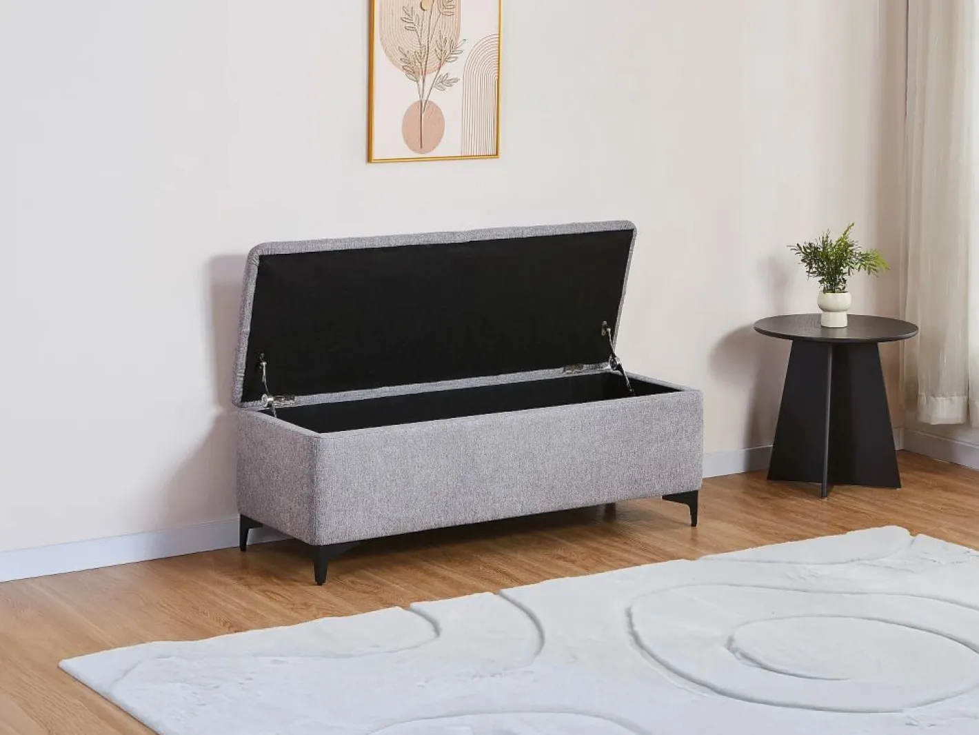 Vente-unique Banco Y Pie De Cama|Banco Y Pie De Cama|Banco baúl de tela en color - SABILO