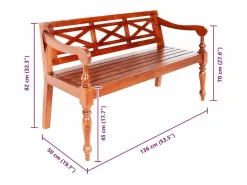 Banco Batavia madera maciza de caoba marrón oscuro 123 cm^vidaxl Online