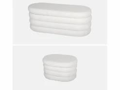 Sweeek Banco cofre de almacenamiento borreguito con 2 puffs Blanco Online