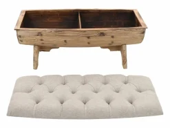 Zapatero|Mueble De Almacenaje|Banco con almacenaje Madera maciza y tela 103 x 51 x 44 cm