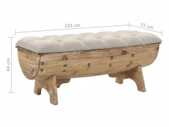 Zapatero|Mueble De Almacenaje|Banco con almacenaje Madera maciza y tela 103 x 51 x 44 cm