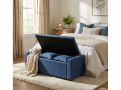 AHD Banco con almacenamiento de tela para dormitorio y recibidor Merak - Marino Azul Best