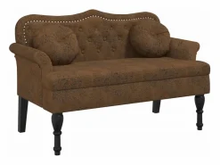 vidaxl Banco con cojines marrón 120,5x65x75 cm piel sintética Marru00f3n Best