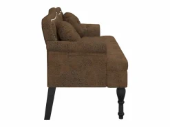 vidaxl Banco con cojines marrón 120,5x65x75 cm piel sintética Marru00f3n Best